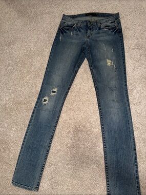 Women's Skinny Ripped Jeans - Dark Blue